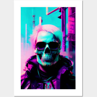 Abstract Cyberpunk Skull Posters and Art